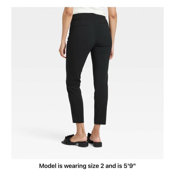 A New Day High Rise Skinny Ankle Side Zip Black Pull On Pants New Size 2 R - Picture 2 of 14